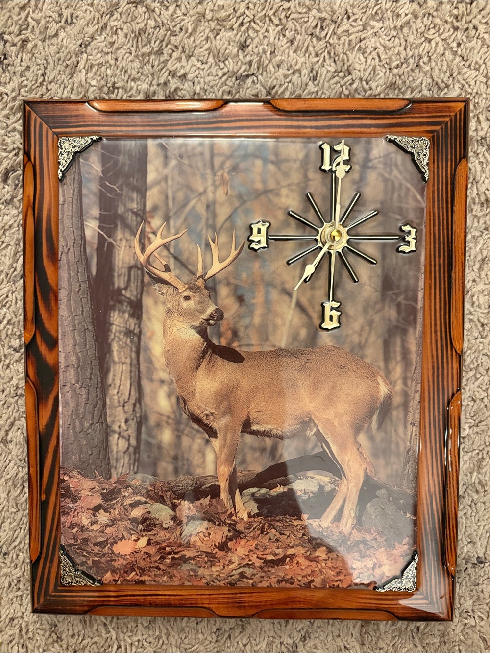 Vintage Rustic Brown Deer Wall Clock Print - Home Wall Decor